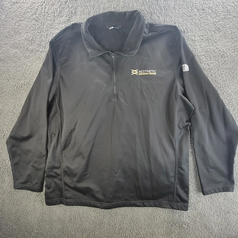 The North Face Sweater Black‎ Mens 2XL 14 Quarter Zip Jacket Embroidered